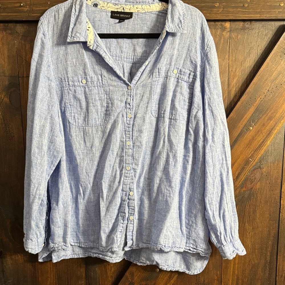 Lane Bryant Light Blue Button-Up Blouse